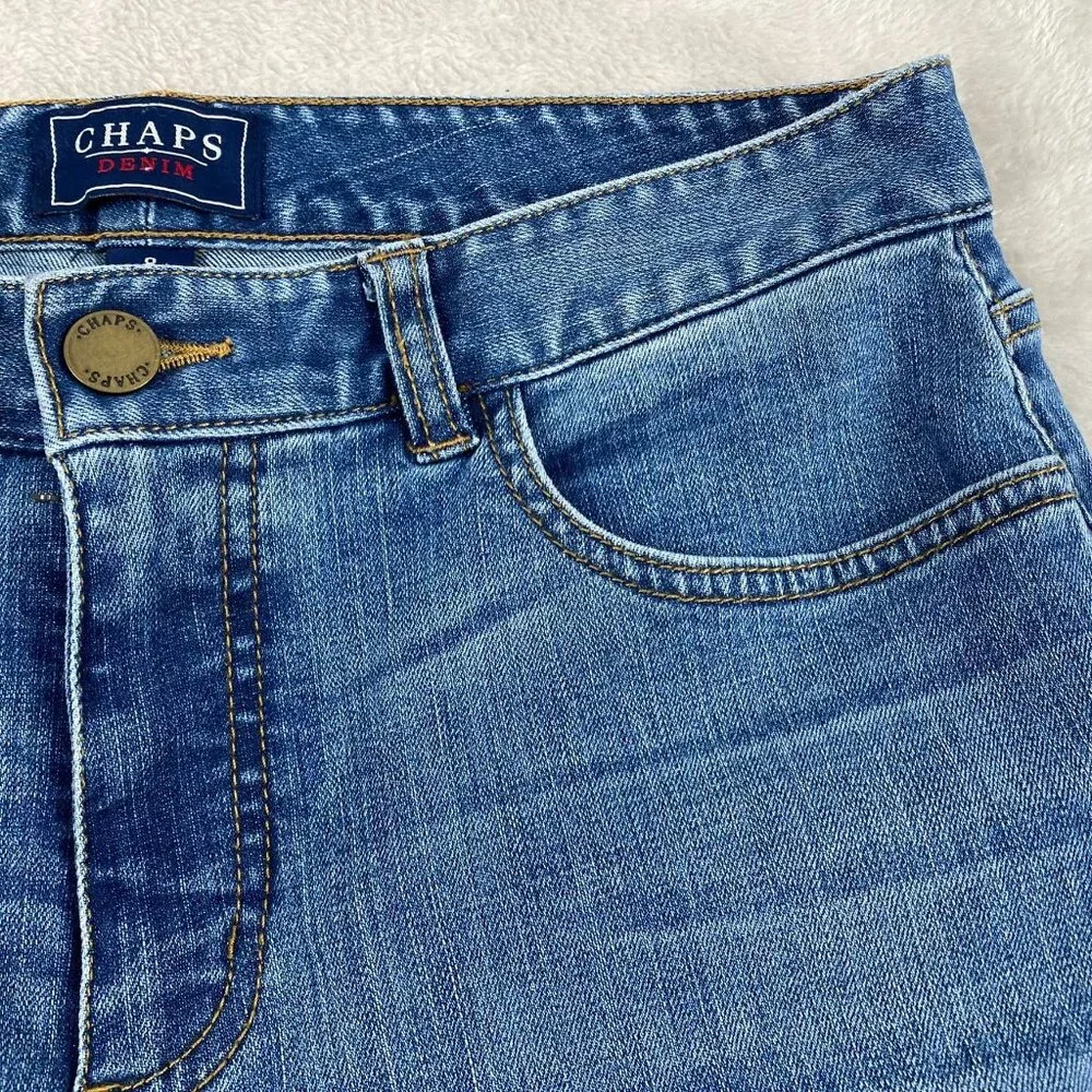 Chaps Womens Capri Jeans Size 8 Blue Denim Classic Fit Cotton Blend Straight Leg - Picture 11 of 15